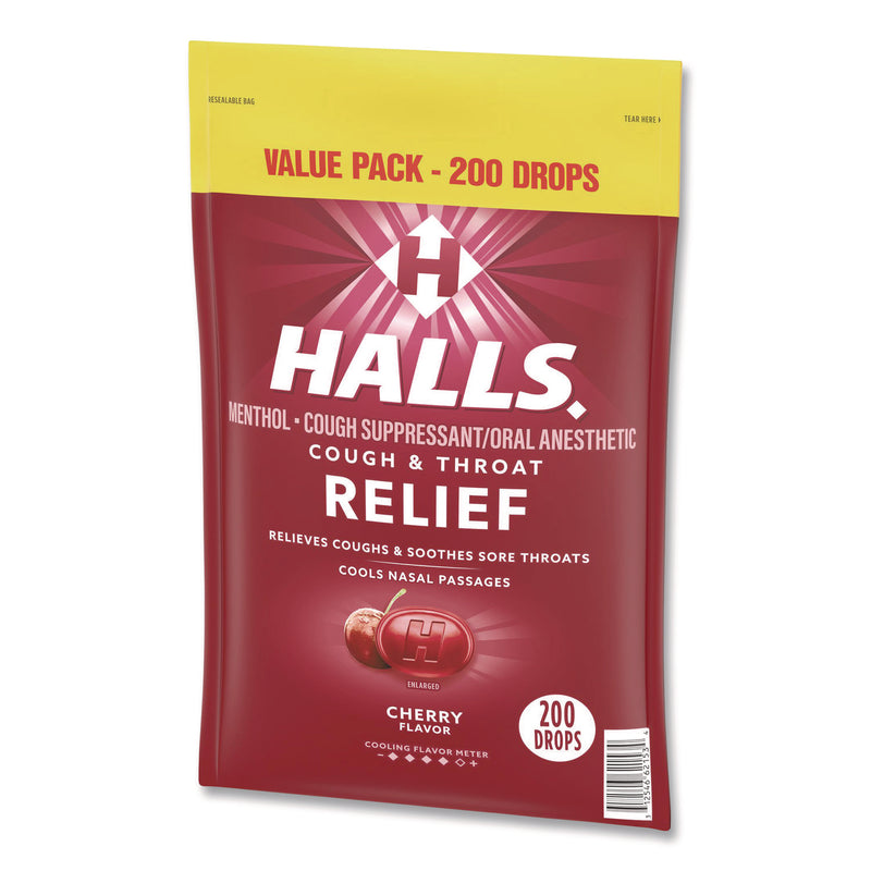 HALLS Relief Cough Drops - Value Size, Cherry, 200/Pack (GRR22002530) Each