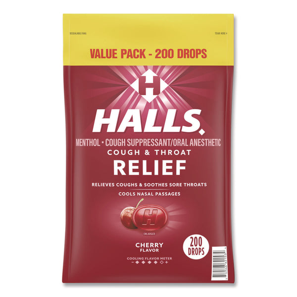 HALLS Relief Cough Drops - Value Size, Cherry, 200/Pack (GRR22002530) Each