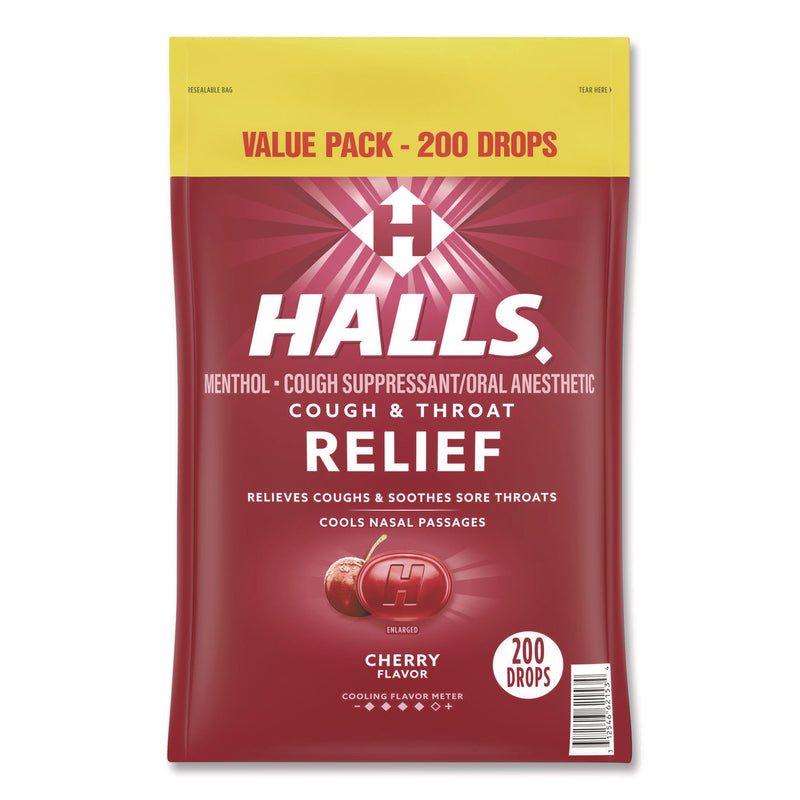 HALLS Relief Cough Drops - Value Size, Cherry, 200/Pack (GRR22002530) Each