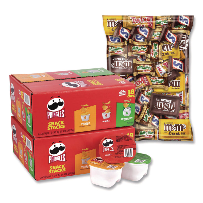 Mini Milk Chocolate and Pringles Snack Stacks Variety Combo Pack, 62 oz Bag Mini/Fun Size, (36) Cups Assorted Flavors/Bundle (GRR60004170) 1 Bundle