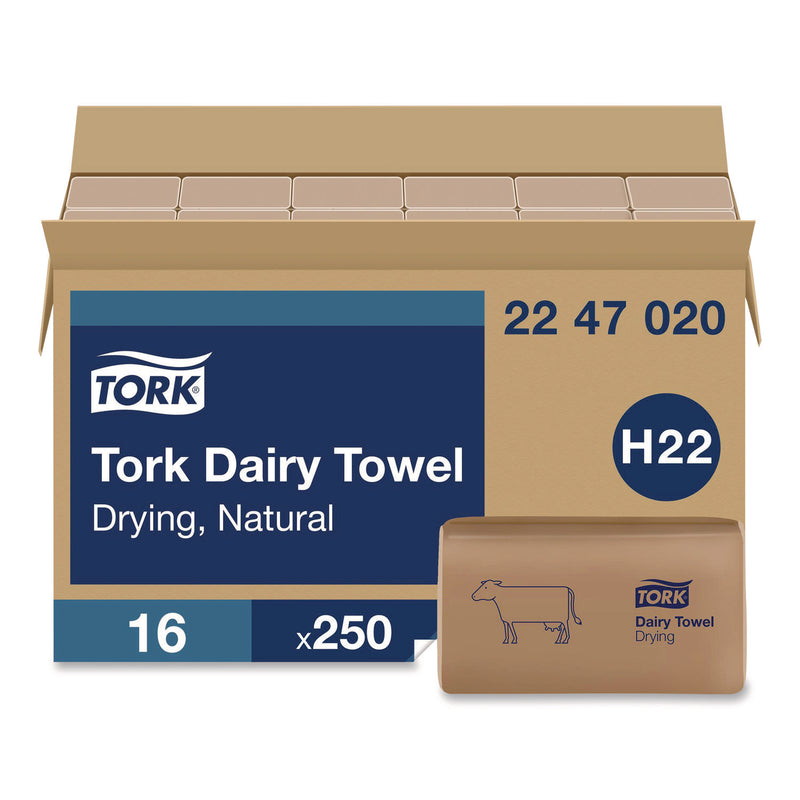 Tork Dairy Towel, 1-Ply, 9.12 x 10.25, Natural, 250 Sheets/Pack, 16 Packs/Carton (TRK2247020) Case of 16