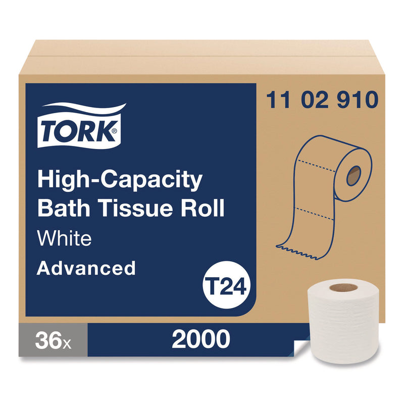 Tork Advanced High Capacity Bath Tissue, Septic Safe, 1-Ply, White, 2,000 Sheets, 36 Rolls/Carton (TRK1102910) Case of 36