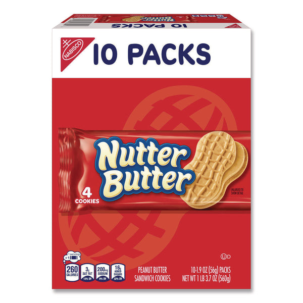 Nutter Butter, Peanut Butter, 1.9 oz, 4 Cookies/Pack, 10 Packs/Box (CDB07835) Box of 10