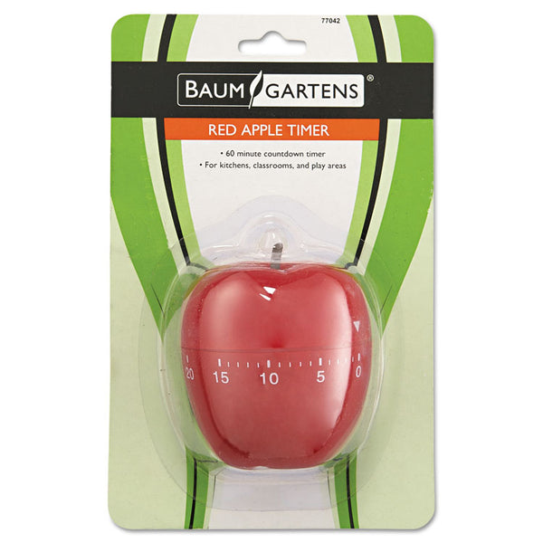 Baumgartens® Shaped Timer, 4" Diameter x 4"h, Red Apple (BAU77042) Each