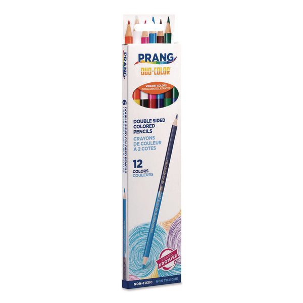 Prang Duo-Color Colored Pencil Sets, 3 mm, 2B (#2), Assorted Lead, Assorted Barrel, 6/Pack (DIX22106X0002) Pack of 6