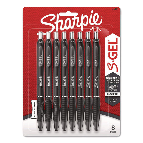 Sharpie® S-Gel™ S-Gel High-Performance Gel Pen, Retractable, Medium 0.7 mm, Black Ink, Black Barrel, 8/Pack (SAN2096139) Each