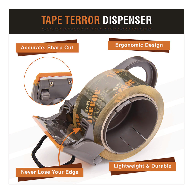 Tape Terror™ Tape Dispenser, 3" Core, Polypropylene, Gray/Orange (CH7TT05714) Each