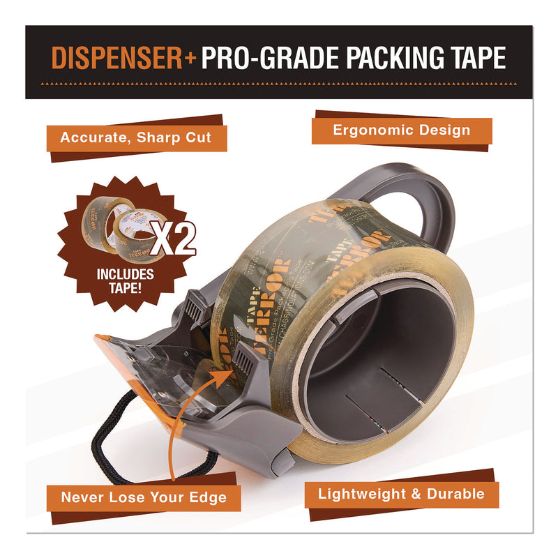 Tape Terror™ Tape Dispenser with Tape, 3" Core, Polypropylene, Gray/Orange, 1 Dispenser, 2 Rolls (CH7TT05735) Each