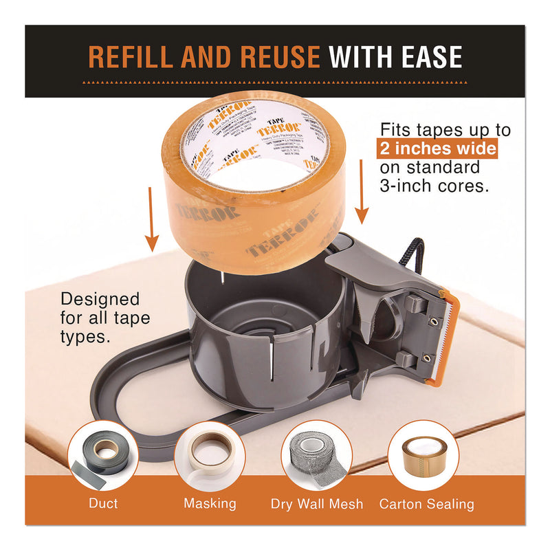 Tape Terror™ Tape Dispenser with Tape, 3" Core, Polypropylene, Gray/Orange, 1 Dispenser, 1 Roll Heavy-Duty Packaging Tape (CH7TT05734) Each