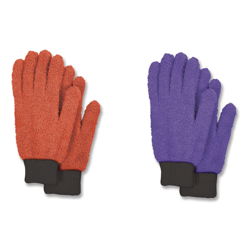 TidyUps Microfiber Dusting Gloves, 2 Coral Gloves with Black Cuffs, 2 Purple Gloves with Black Cuffs (CH7TU05790) Each