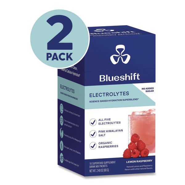 Blueshift Electrolyte Lemon Raspberry Drink Mix, 0.24 oz Packets, 10/Pack, 2 Packs/Carton (GRR60004165) Case of 2