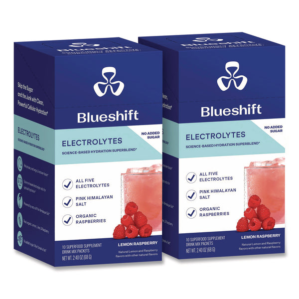 Blueshift Electrolyte Lemon Raspberry Drink Mix, 0.24 oz Packets, 10/Pack, 2 Packs/Carton (GRR60004165) Case of 2