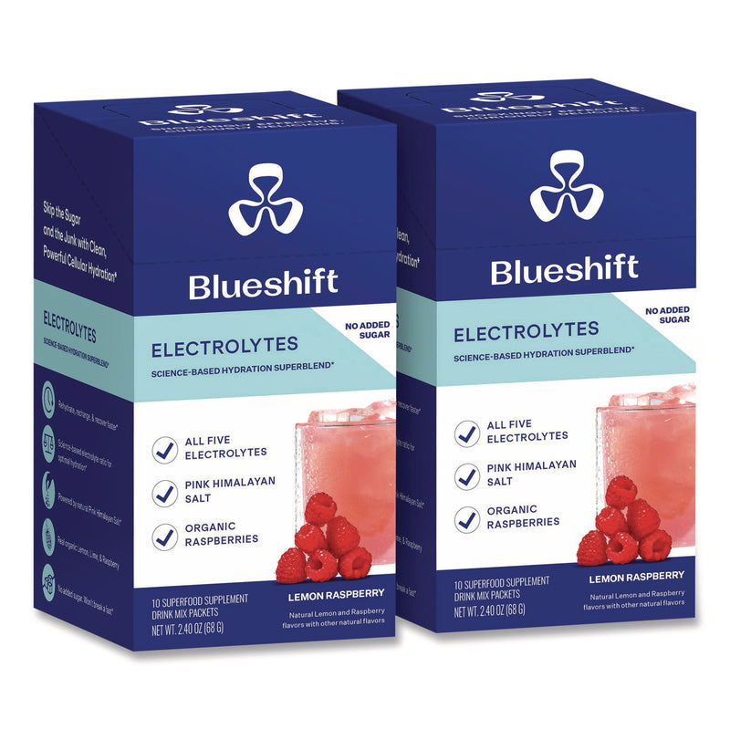 Blueshift Electrolyte Lemon Raspberry Drink Mix, 0.24 oz Packets, 10/Pack, 2 Packs/Carton (GRR60004165) Case of 2