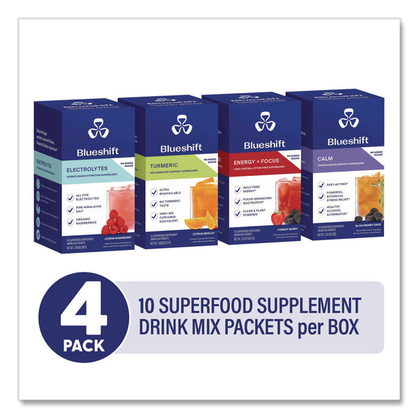 Blueshift Variety Pack Drink Mix, Assorted Flavors, Individual Packets, 10/Pack. 4 Packs/Carton (GRR60004169) Case of 4