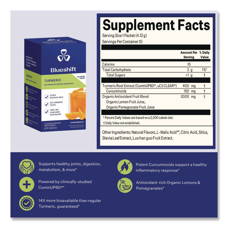 Blueshift Variety Pack Drink Mix, Assorted Flavors, Individual Packets, 10/Pack. 4 Packs/Carton (GRR60004169) Case of 4