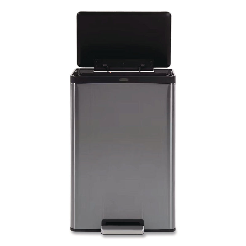 Elite Step-On Trash Can, 12 gal, Metal, Charcoal Stainless Steel/Black (RUB2112520) Each