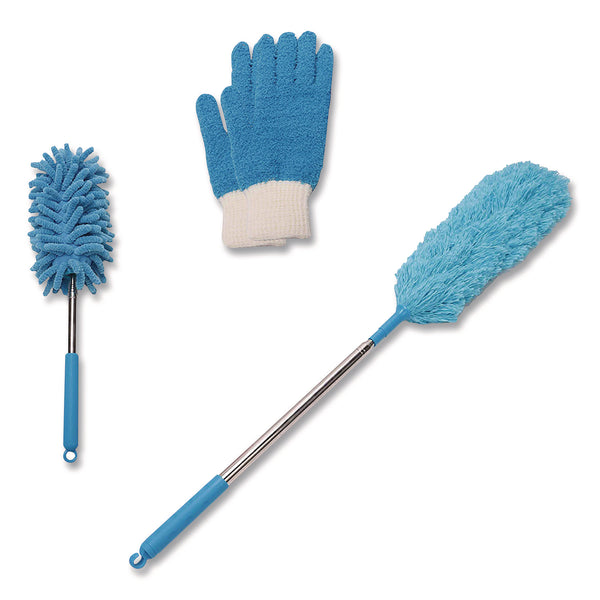 TidyUps Dusting Set, Feather Duster, Dusting Wand, 2 Gloves, Blue (CH7TU68126) Each