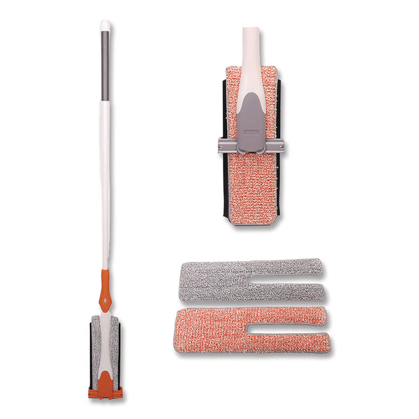 TidyUps 4-in-1 Squeegee Mop, 4.5 x 14.5 Orange/Gray Microfiber Heads, 53" White/Orange Polyamide/Polyester Handle (CH7TU68166) Each