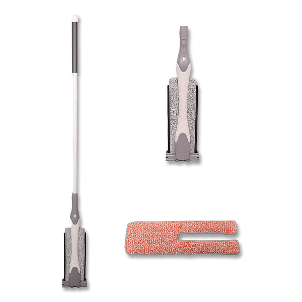 TidyUps 4-in-1 Squeegee Mop, 4.5 x 14.5 Orange/Gray Microfiber Heads, 53" White/Gray Polyamide/Polyester Handle (CH7TU68167) Each