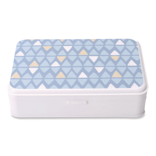 Formit Pencil Case, Triangle Pattern, 2 Compartments, 5" x 8.75" x 2.75", Blue/White (CH7FI68186) Each