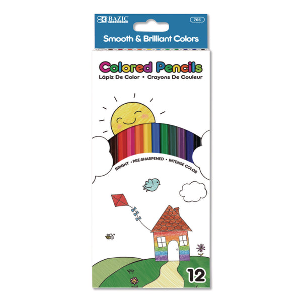 Colored Pencil Set, 3 mm, Assorted Lead and Barrel Colors, 12/Set (BAZ765) Each