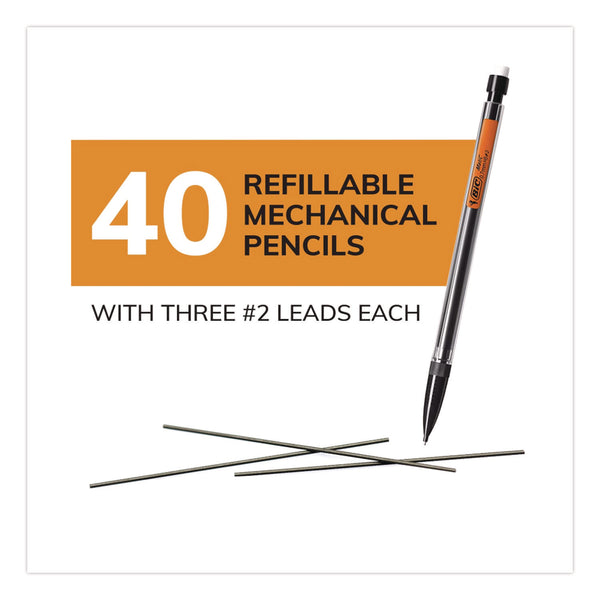 BIC Xtra Smooth Mechanical Pencil, 0.7 mm, HB  (#2), Black Lead, Clear Barrel, 40/Pack (BICMPP40MJBLK) Pack of 40