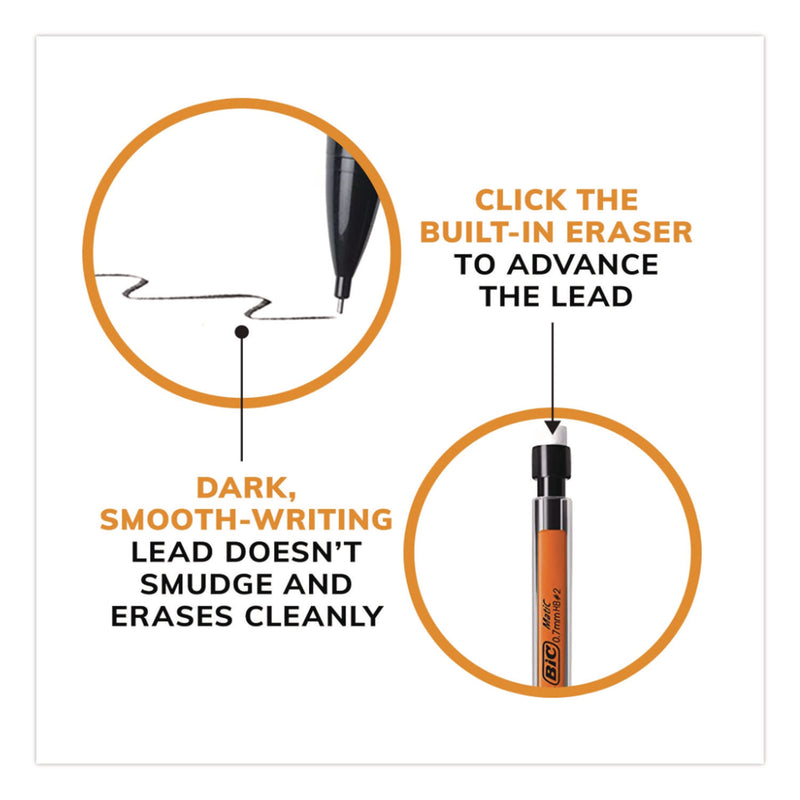 BIC Xtra Smooth Mechanical Pencil, 0.7 mm, HB  (#2), Black Lead, Clear Barrel, 40/Pack (BICMPP40MJBLK) Pack of 40