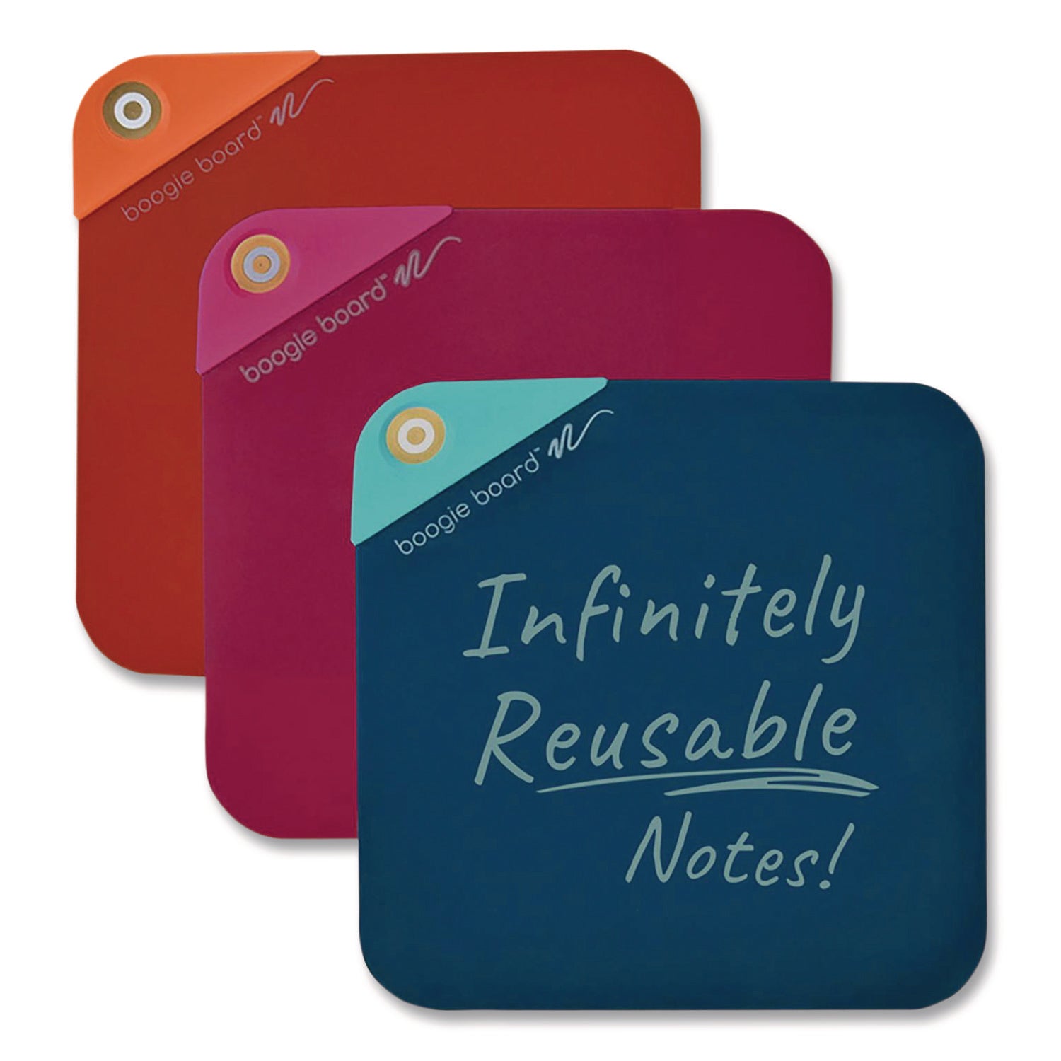 Reusuable Notes Boogie Board™ VersaNotes Reusable Notes, 4 x 4, Assorted Colors, 3/Pac ...