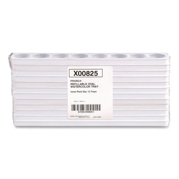 Prang® Refillable Oval Watercolor Tray, White, 12/Pack (DIXX00825) Pack of 12