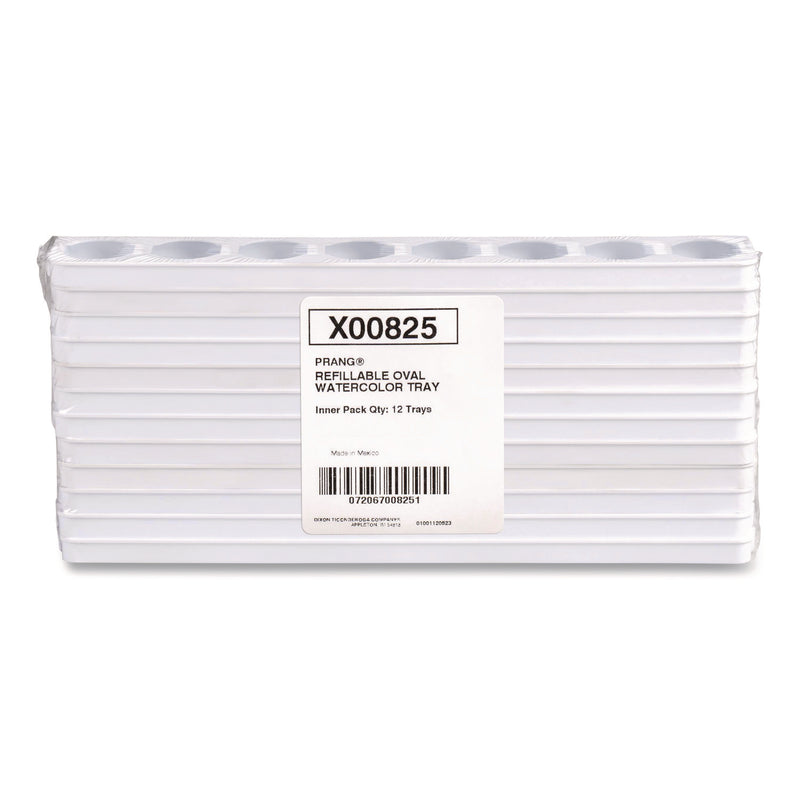 Prang® Refillable Oval Watercolor Tray, White, 12/Pack (DIXX00825) Pack of 12