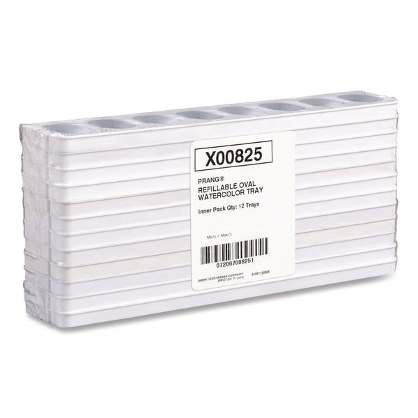 Prang® Refillable Oval Watercolor Tray, White, 12/Pack (DIXX00825) Pack of 12