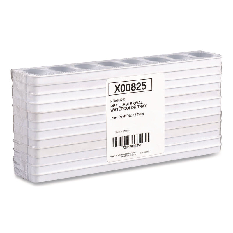 Prang® Refillable Oval Watercolor Tray, White, 12/Pack (DIXX00825) Pack of 12
