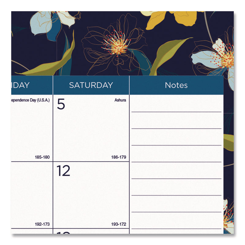 Blueline® Academic 18-Month Desk Pad Calendar, Floral Artwork, 22 x 17, White/Multicolor Sheets, Black Headband, July 2025 to Dec 2026 (REDCA1716BD) Each
