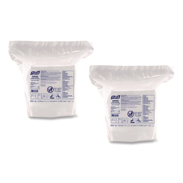 PURELL® Surface Multi-Purpose Disinfecting Wipes, 1-Ply, 5 x 7, Fresh Citrus, White, 2/Carton (GOJ910302CT) Case of 2