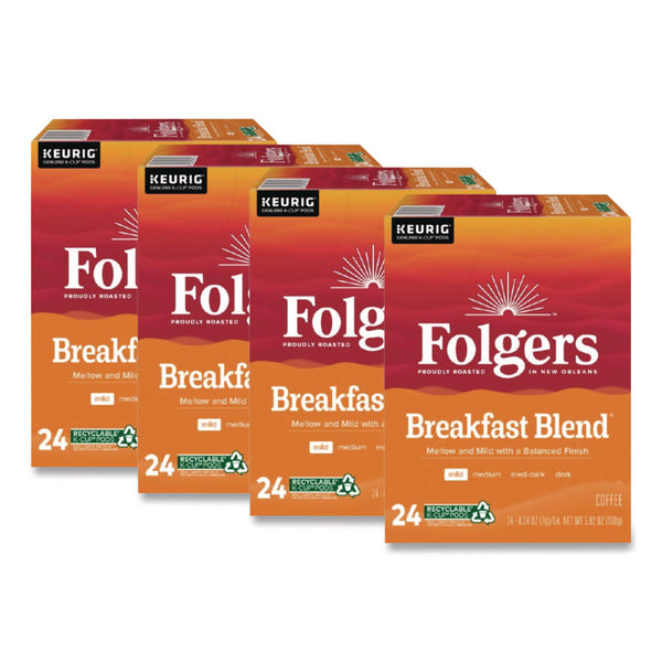 Folgers® Breakfast Blend Coffee K-Cup, 24/Box, 4 Boxes/Carton (GMT0448CT) Case of 96