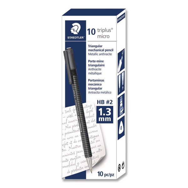 Staedtler® Mechanical Pencils, 1.3 mm, HB (#2), Black Lead, Light Blue Barrel, 10/Box (STD7741330A6) Box of 10