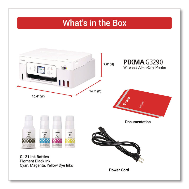 Canon® MegaTank PIXMA G3290 All-in-One Wireless Inkjet Printer, Copy/Print/Scan (CNM6706C022) Each