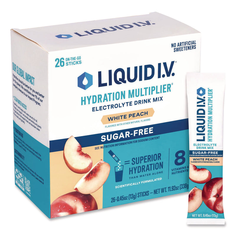 LIQUID I.V.® Sugar-Free Hydration Multiplier, White Peach, 26 Packets/Box (GRR22002515) Box of 26