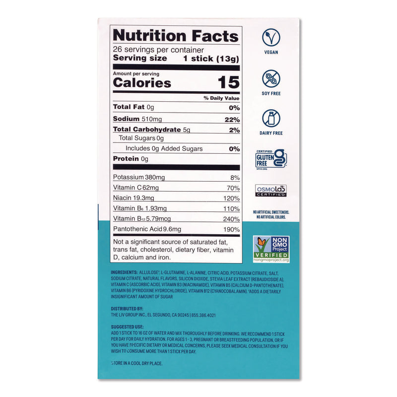 LIQUID I.V.® Sugar-Free Hydration Multiplier, White Peach, 26 Packets/Box (GRR22002515) Box of 26