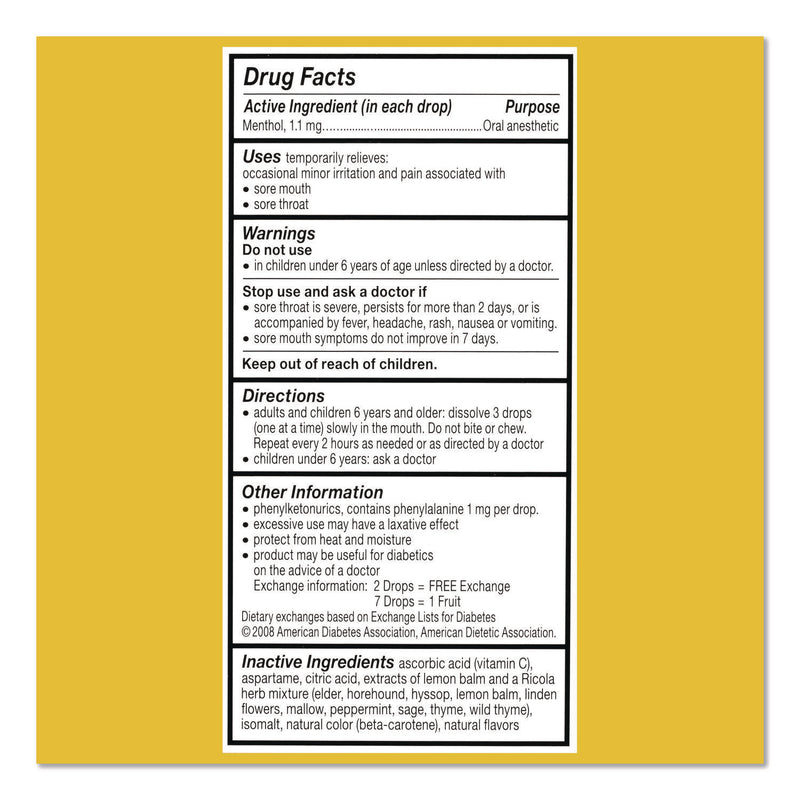 Ricola® Sugar-Free Lemon Mint Herb Throat Drops, 65/Bag, 2 Bags/Pack (GRR22002531) Each