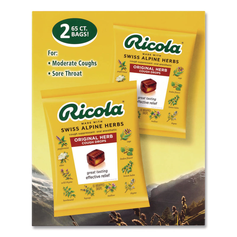 Ricola® Cough Drops, Original Herb, 65/Bag, 2 Bags/Pack (GRR22002532) Each