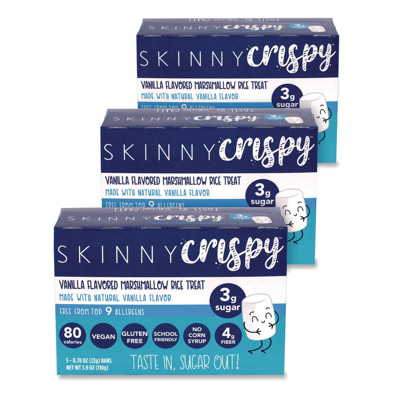 Skinny Crispy Crispy Treat, Vanilla, 0.78 oz Bars, 5 Bars/Pack, 3 Packs/Carton (GRR60004176) Case of 3