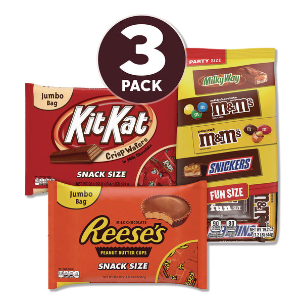 Snack Box Pros Chocolate Assortment, Assorted Fun and Snack Sizes, 3 Bags/Pack (GRR60004179) 1 Bundle