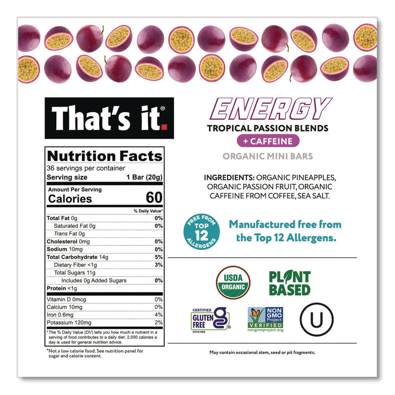 That’s it.® Organic Energy Bars, Tropical Passion Blend, 0.7 oz Bar, 36/Box (GRR22002519) Box of 36