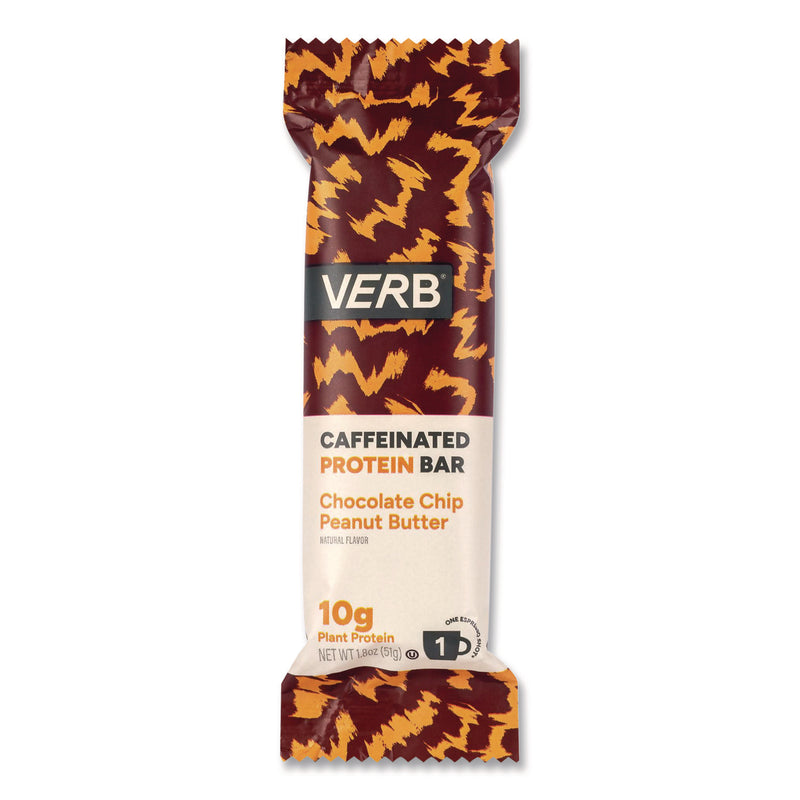 VERB Energy® Caffeinated Protein Bar, Chocolate Chip Peanut Butter, 1.8 oz Bar, 12/Box (GRR22002522) Box of 12