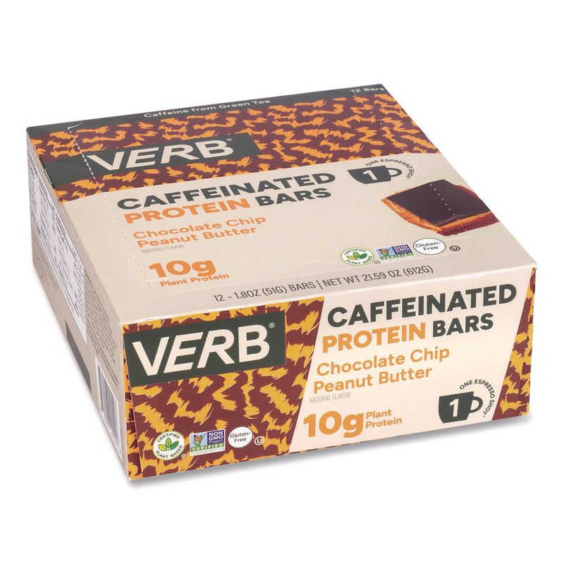 VERB Energy® Caffeinated Protein Bar, Chocolate Chip Peanut Butter, 1.8 oz Bar, 12/Box (GRR22002522) Box of 12