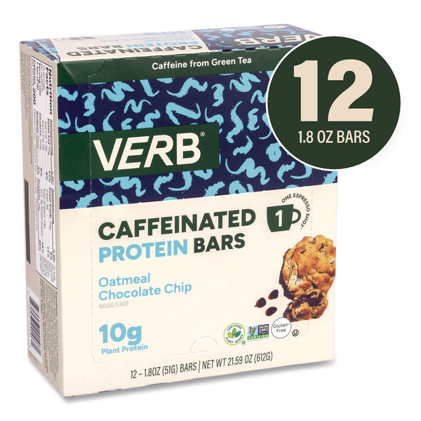 VERB Energy® Caffeinated Protein Bar, Oatmeal Chocolate Chip, 1.8 oz Bar, 12/Box (GRR22002523) Box of 12