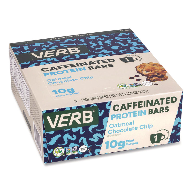 VERB Energy® Caffeinated Protein Bar, Oatmeal Chocolate Chip, 1.8 oz Bar, 12/Box (GRR22002523) Box of 12