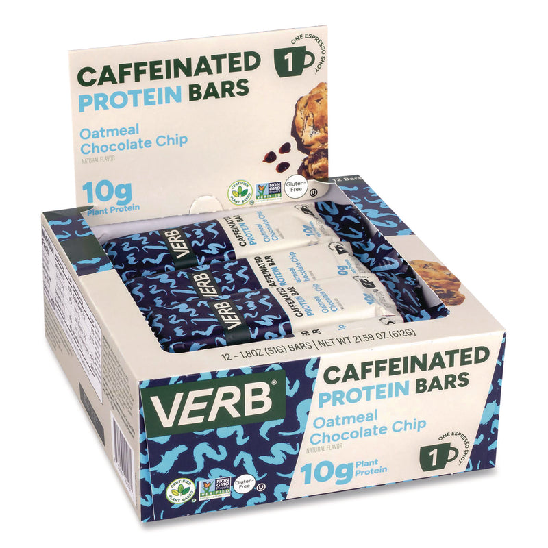 VERB Energy® Caffeinated Protein Bar, Oatmeal Chocolate Chip, 1.8 oz Bar, 12/Box (GRR22002523) Box of 12