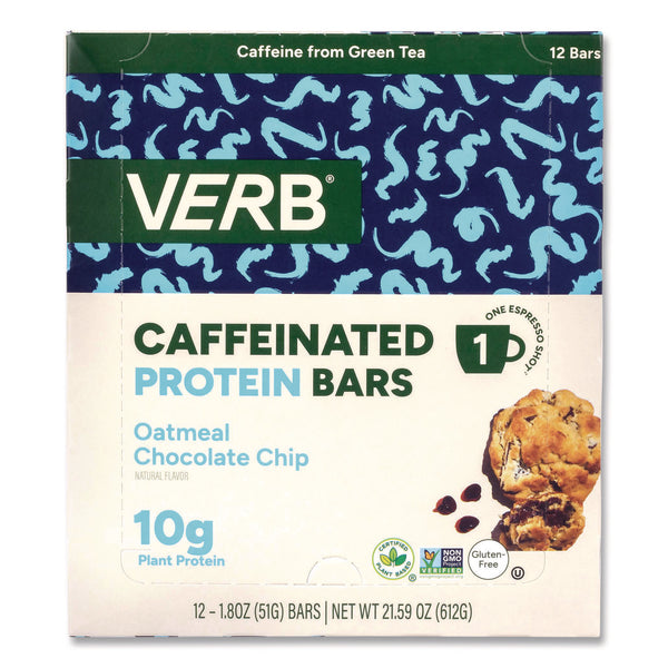 VERB Energy® Caffeinated Protein Bar, Oatmeal Chocolate Chip, 1.8 oz Bar, 12/Box (GRR22002523) Box of 12
